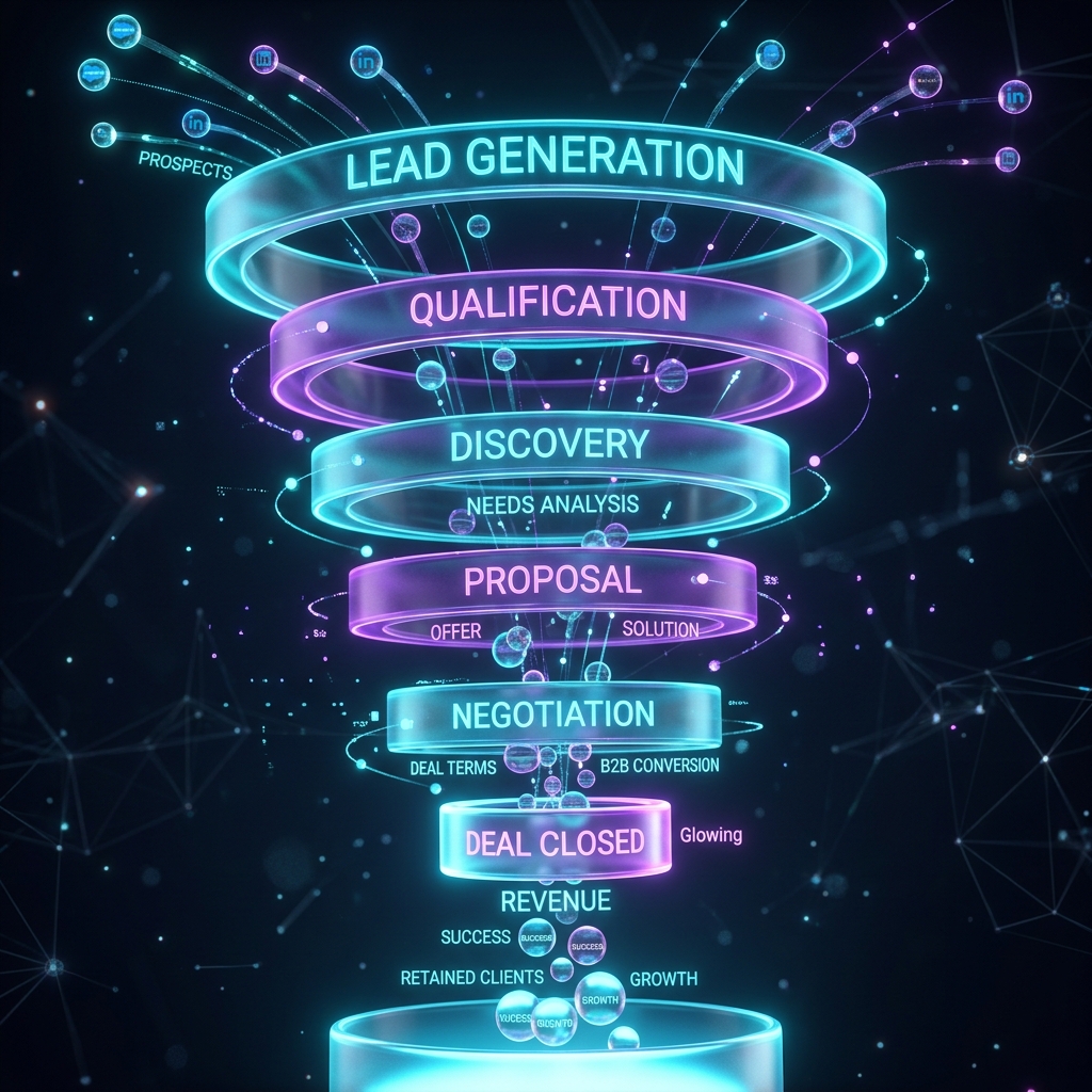 B2B funil de vendas 3D Concept